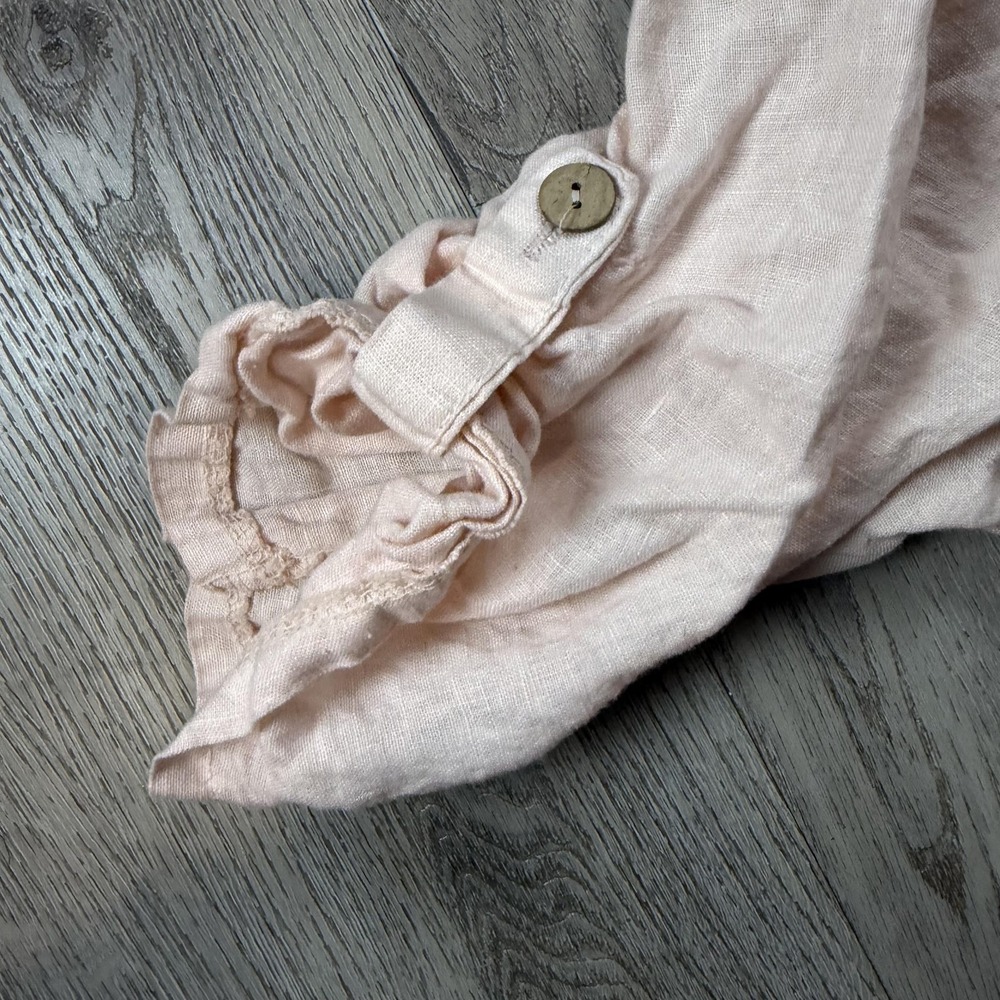 Luigi Moda Dress‎ Womens One Size Pink Linen Trapeze Swing Button Boho Italy - Picture 7 of 11